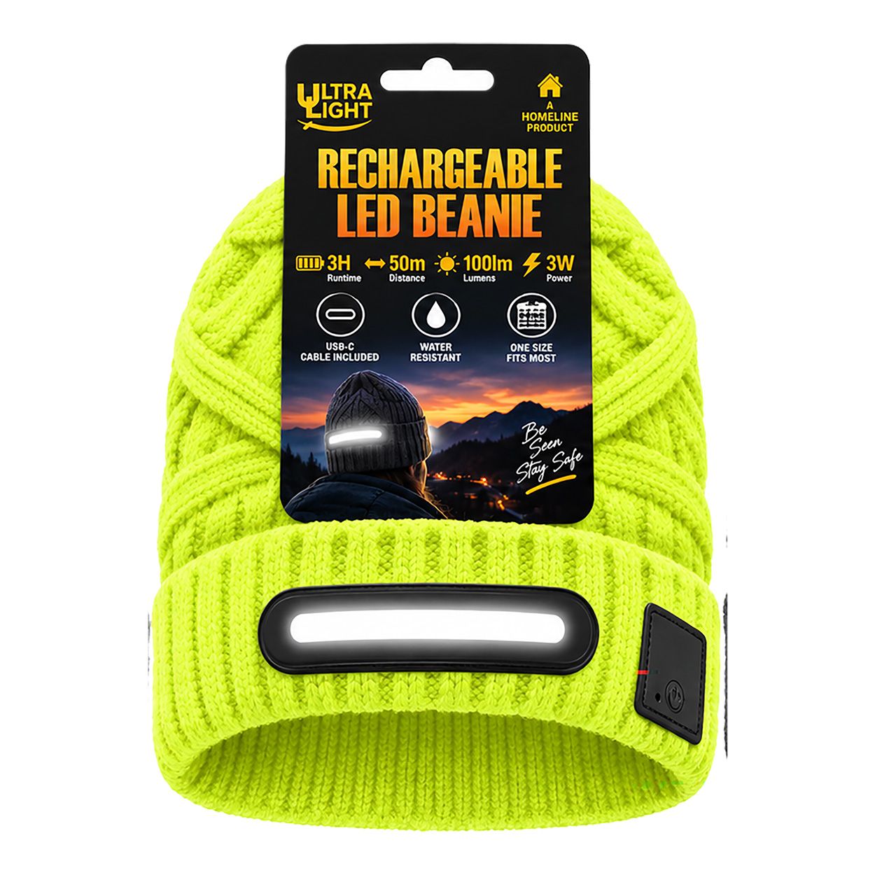 Ultralight LED Beanie Hat Illuminious Yellow