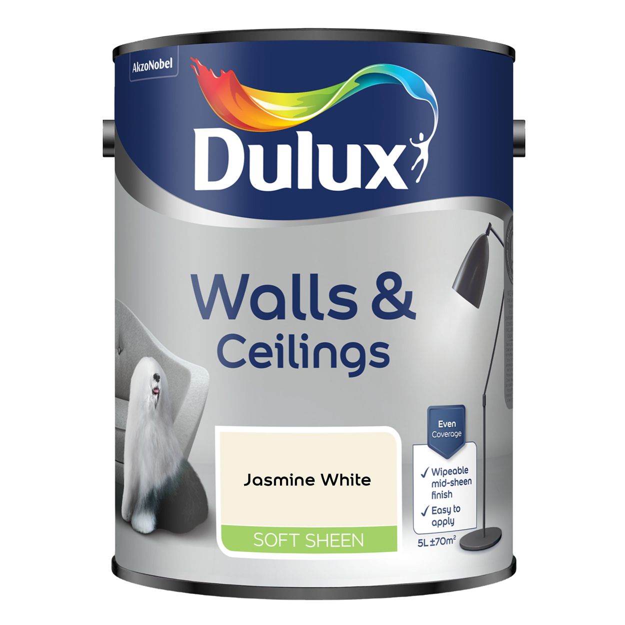 Dulux Walls & Ceilings Soft Sheen Jasmine White 5L