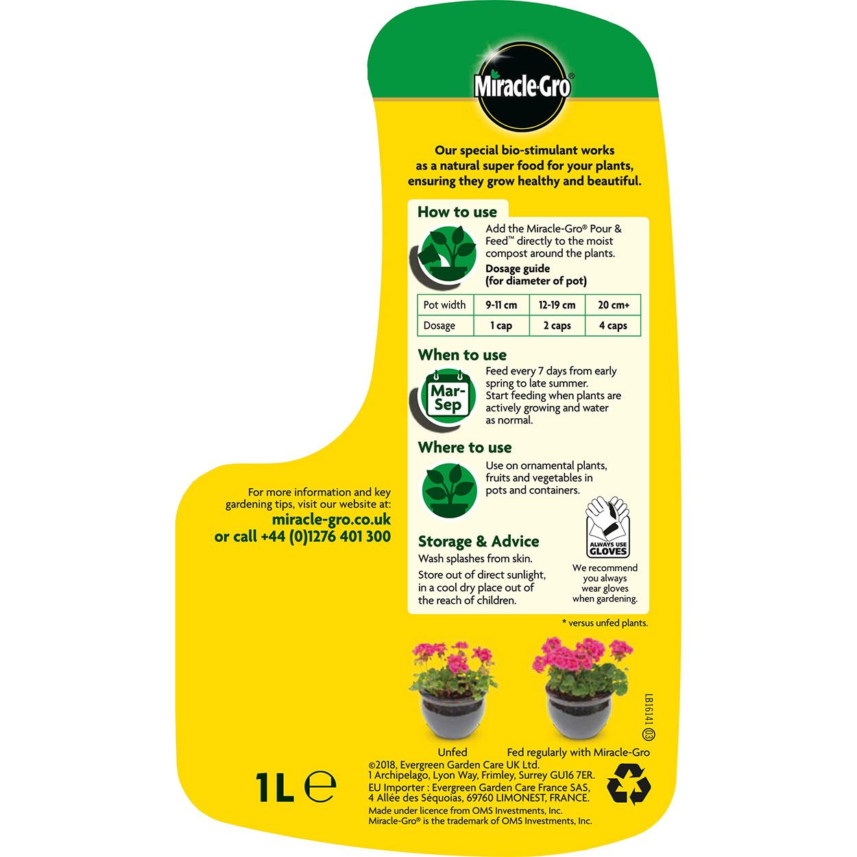 Miracle Gro Pour & Feed Ready to Use Plant Food 1L