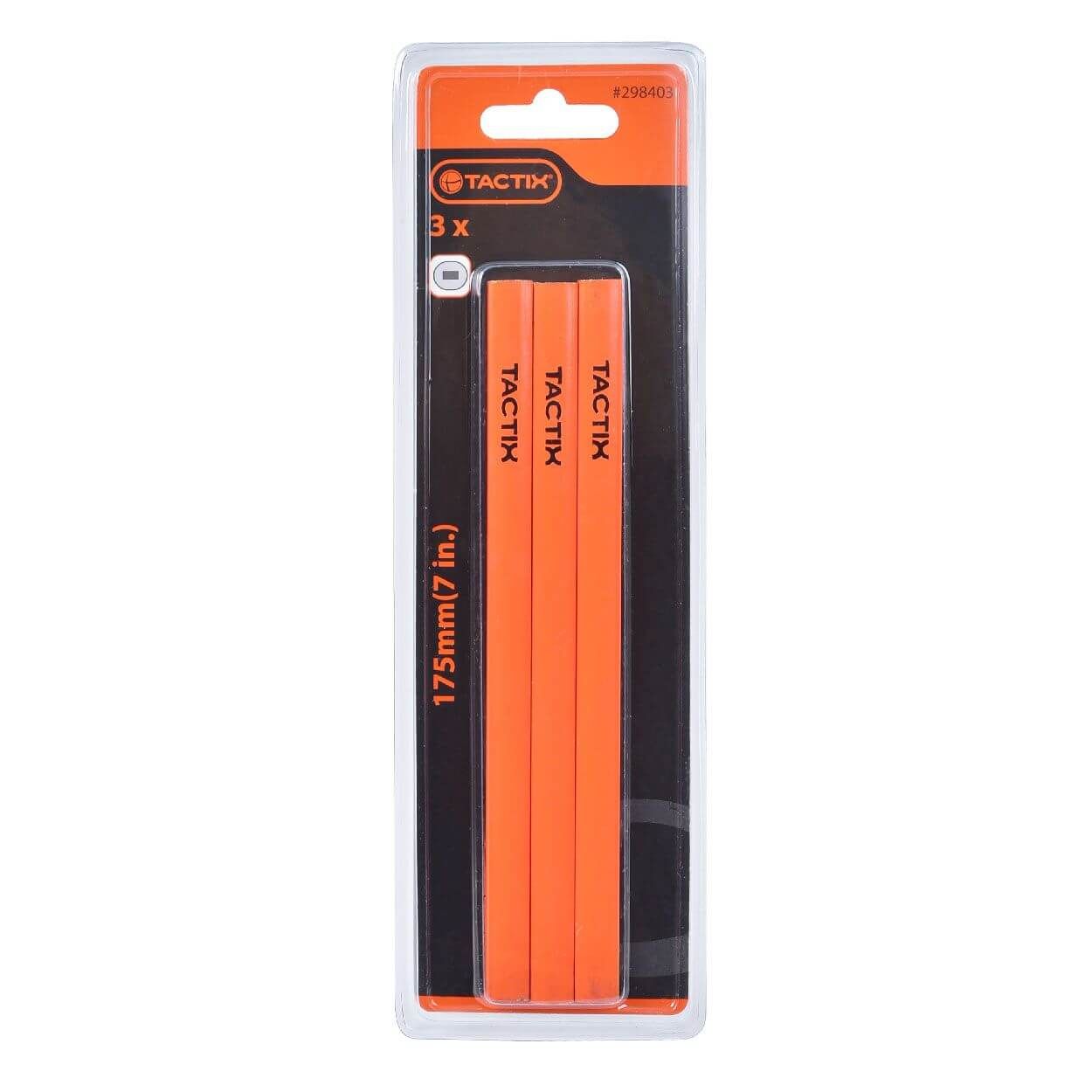 Tactix Square Carpenter Pencils - 3 Piece