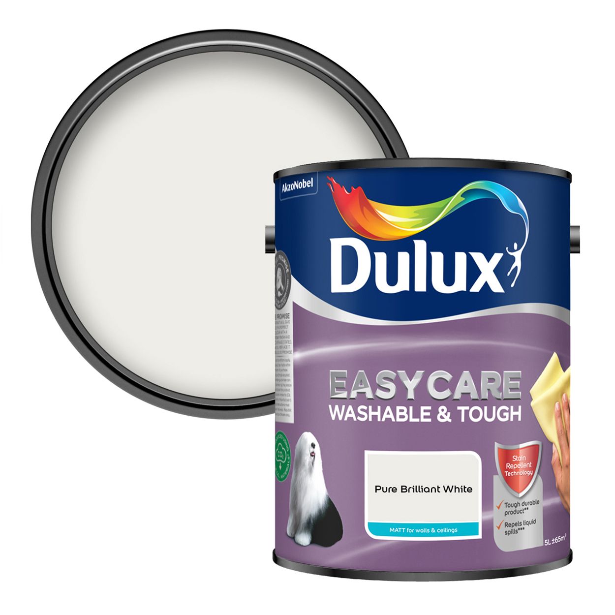 Dulux Easycare Washable & Tough Matt Pure Brilliant White 5L