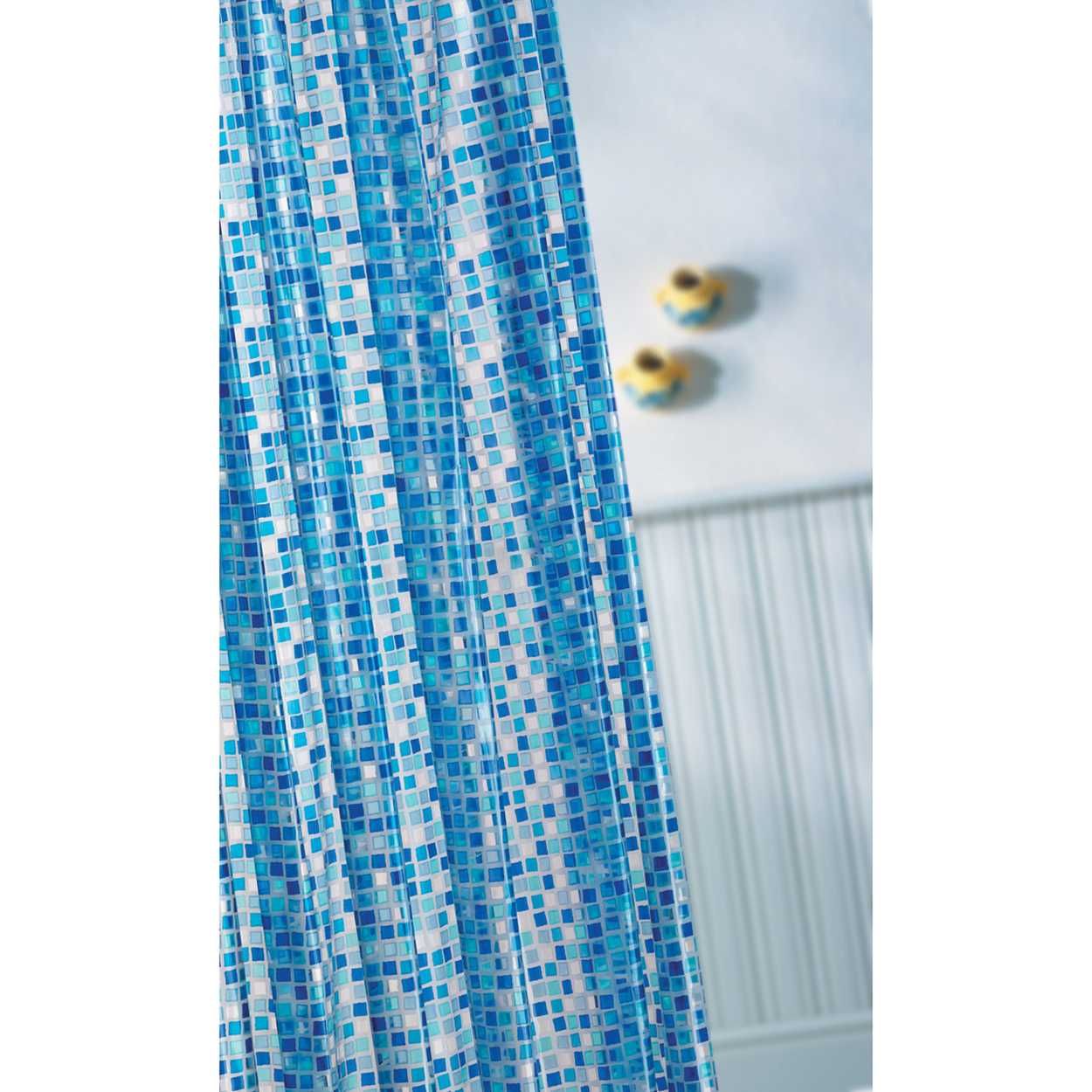 Croydex Blue Mosaic Shower Curtain