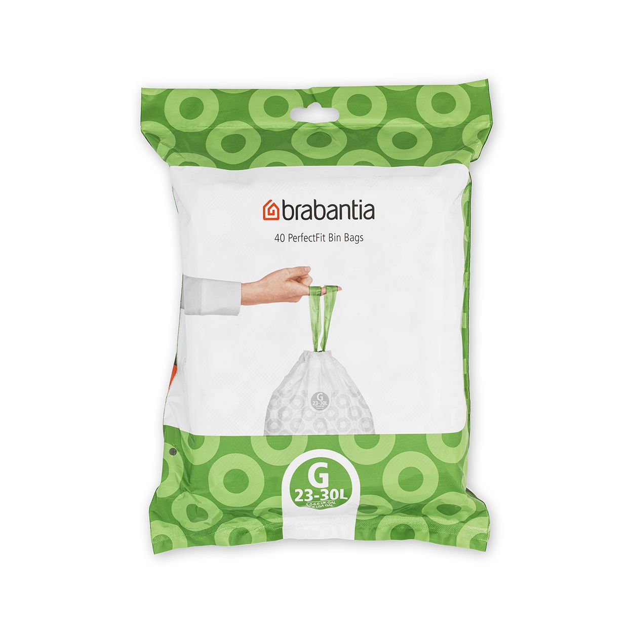 Brabantia PerfectFit Bin Liners, 30 Litres (G), Dispenser Pack - 40 bags