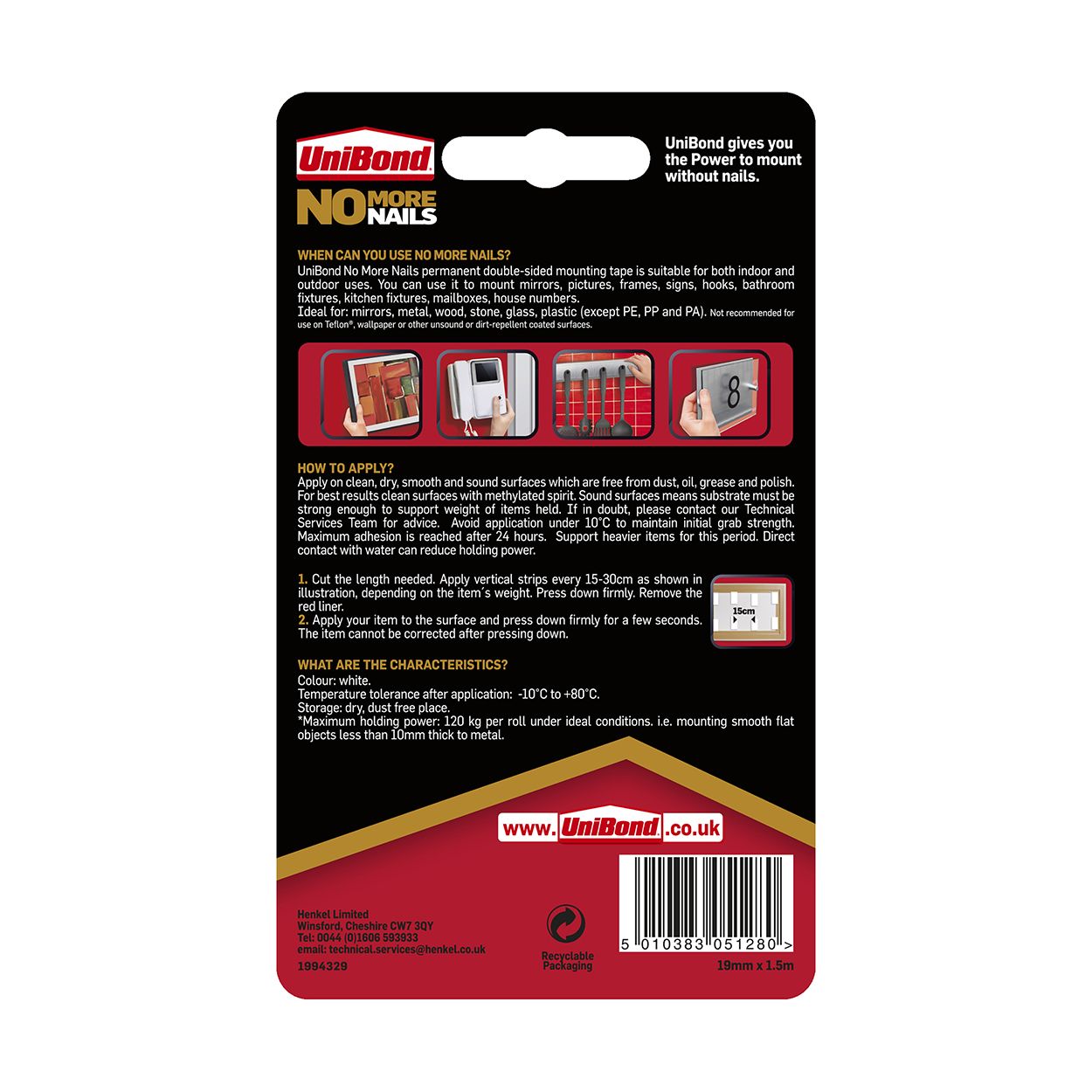 UniBond No More Nails Indoor & Outdoor Permanent Mounting Tape Roll