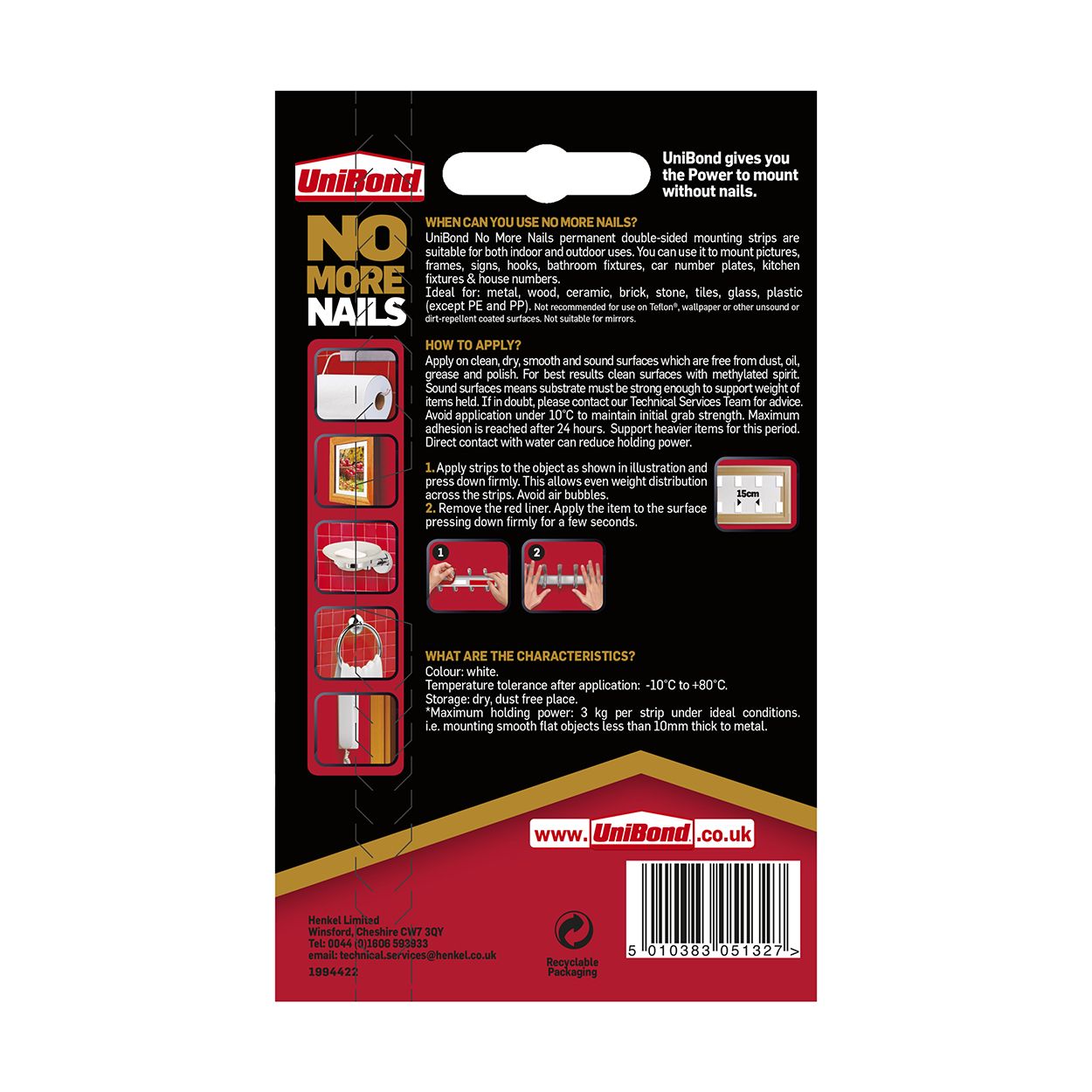 UniBond No More Nails Indoor & Outdoor Permanent Mounting Tape Strips