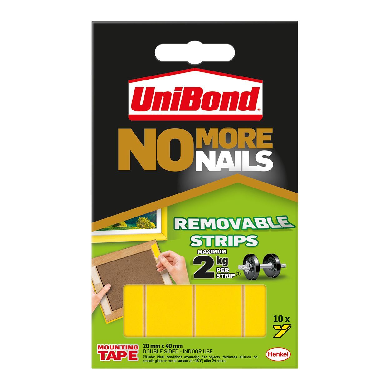 UniBond No More Nails Indoor Removable Mounting Tape Strips x10