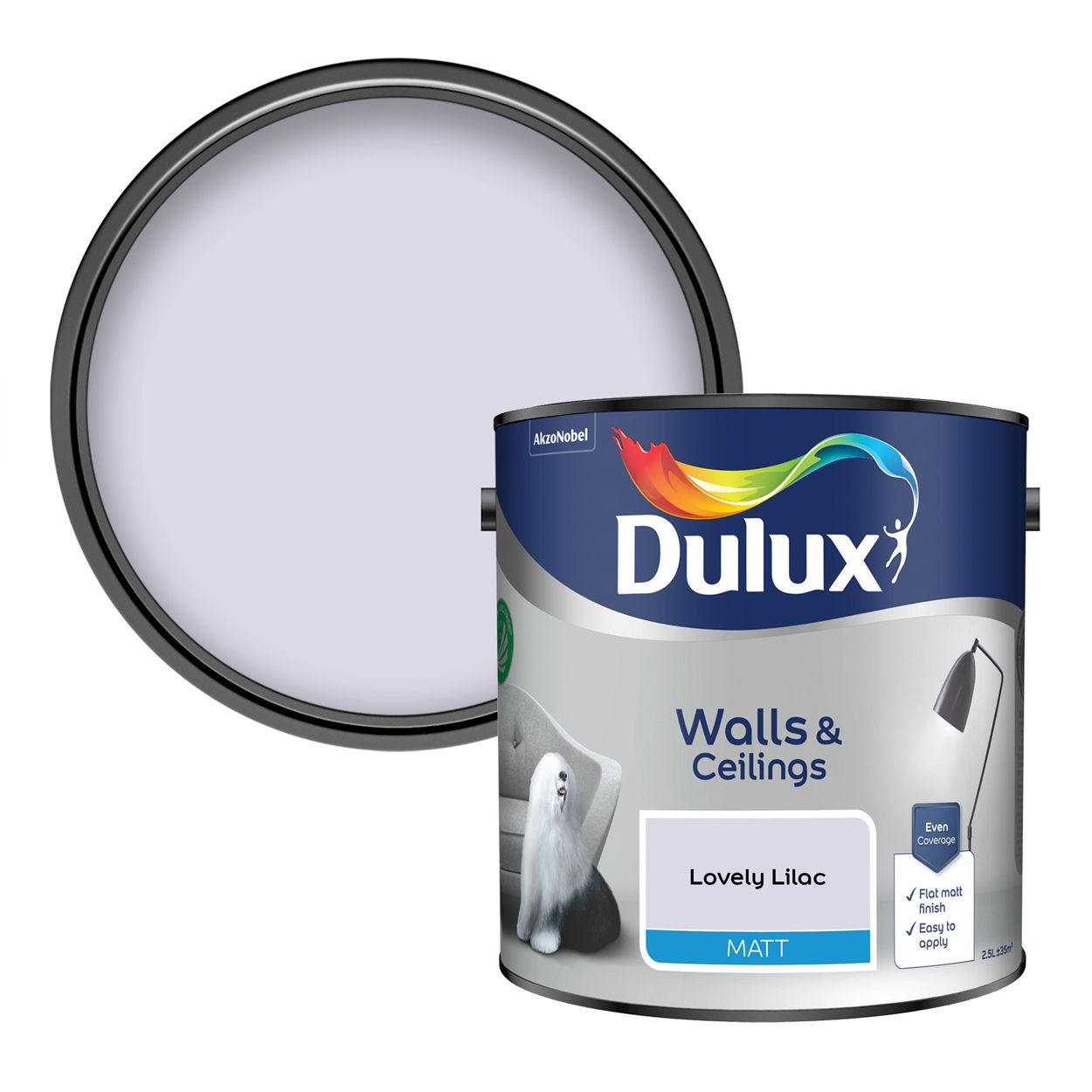 Dulux Walls & Ceilings Matt Lovely Lilac 2.5L