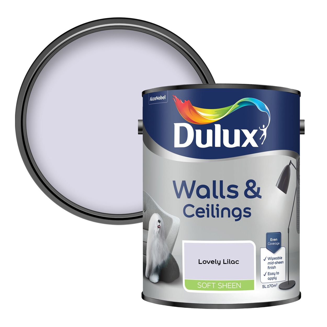 Dulux Walls & Ceilings Soft Sheen Lovely Lilac 5L