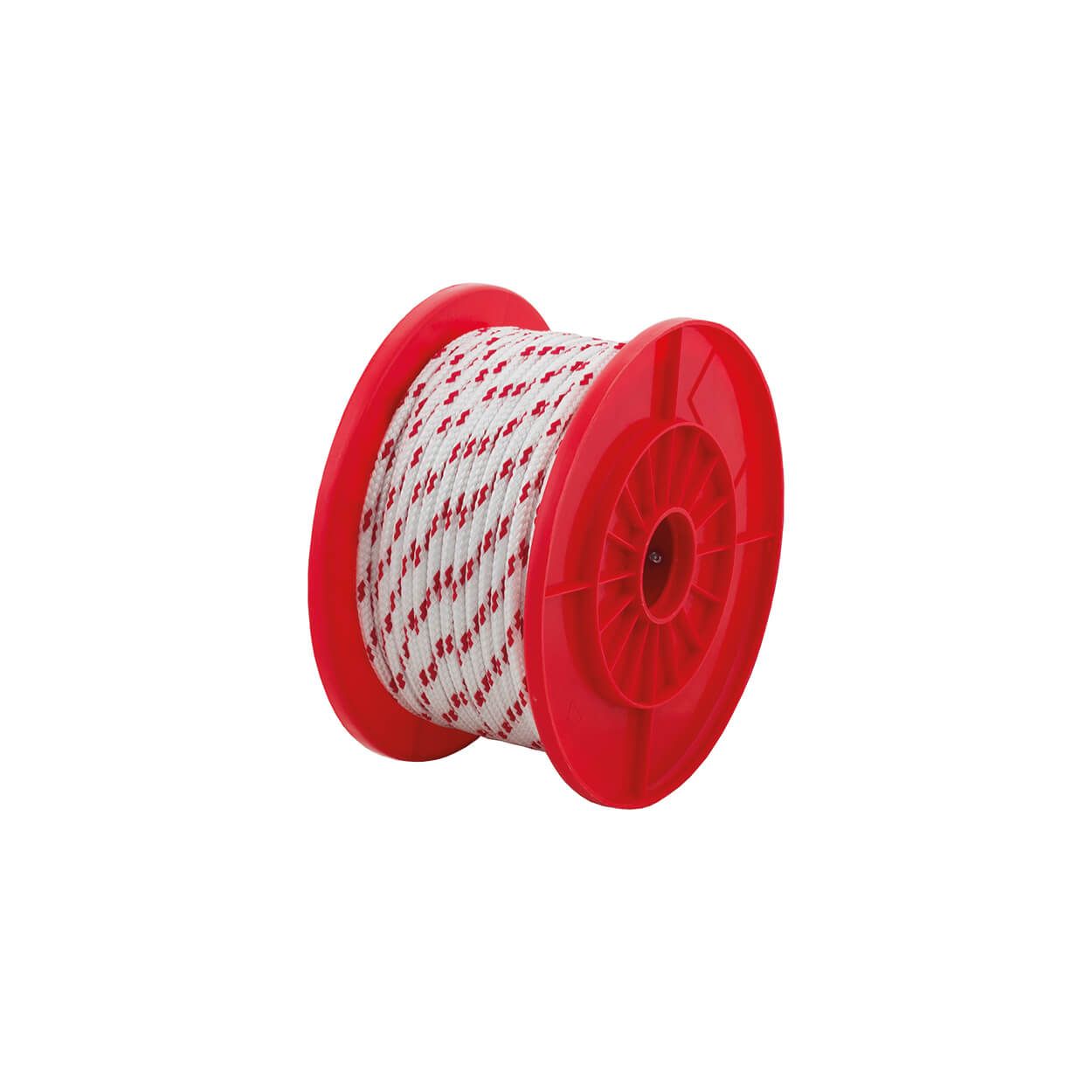 Pp Rope Double Braided, White/Red 6Mm