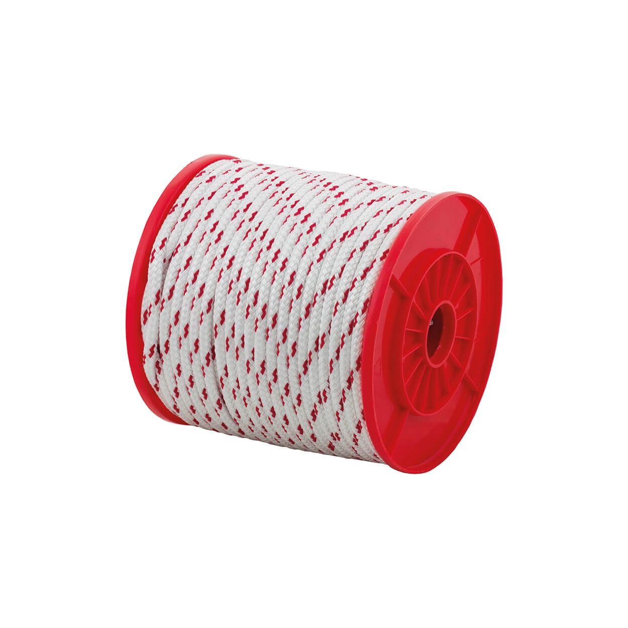 Pp Rope Double Braided, White/Red 8Mm