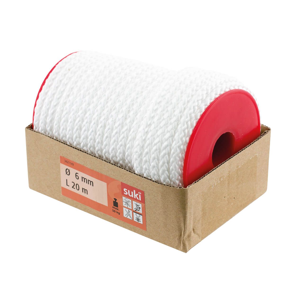 Pp Rope, Plaited, White, 6Mm