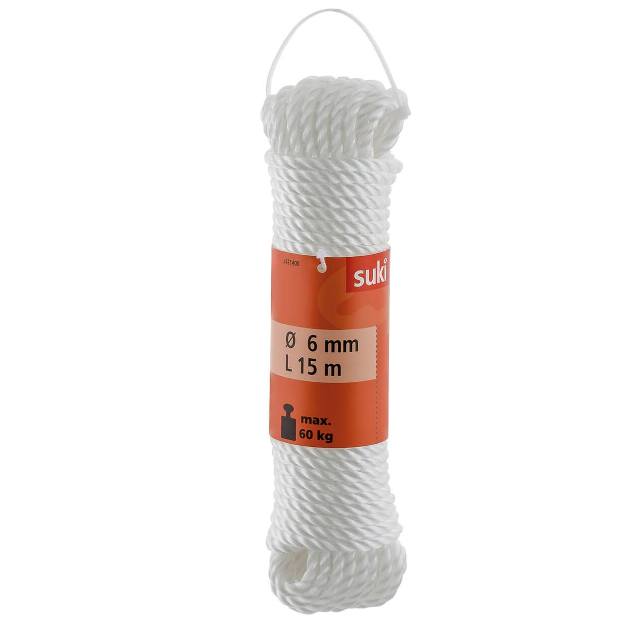 Pp Rope, Twisted, White, 6Mm, 15M