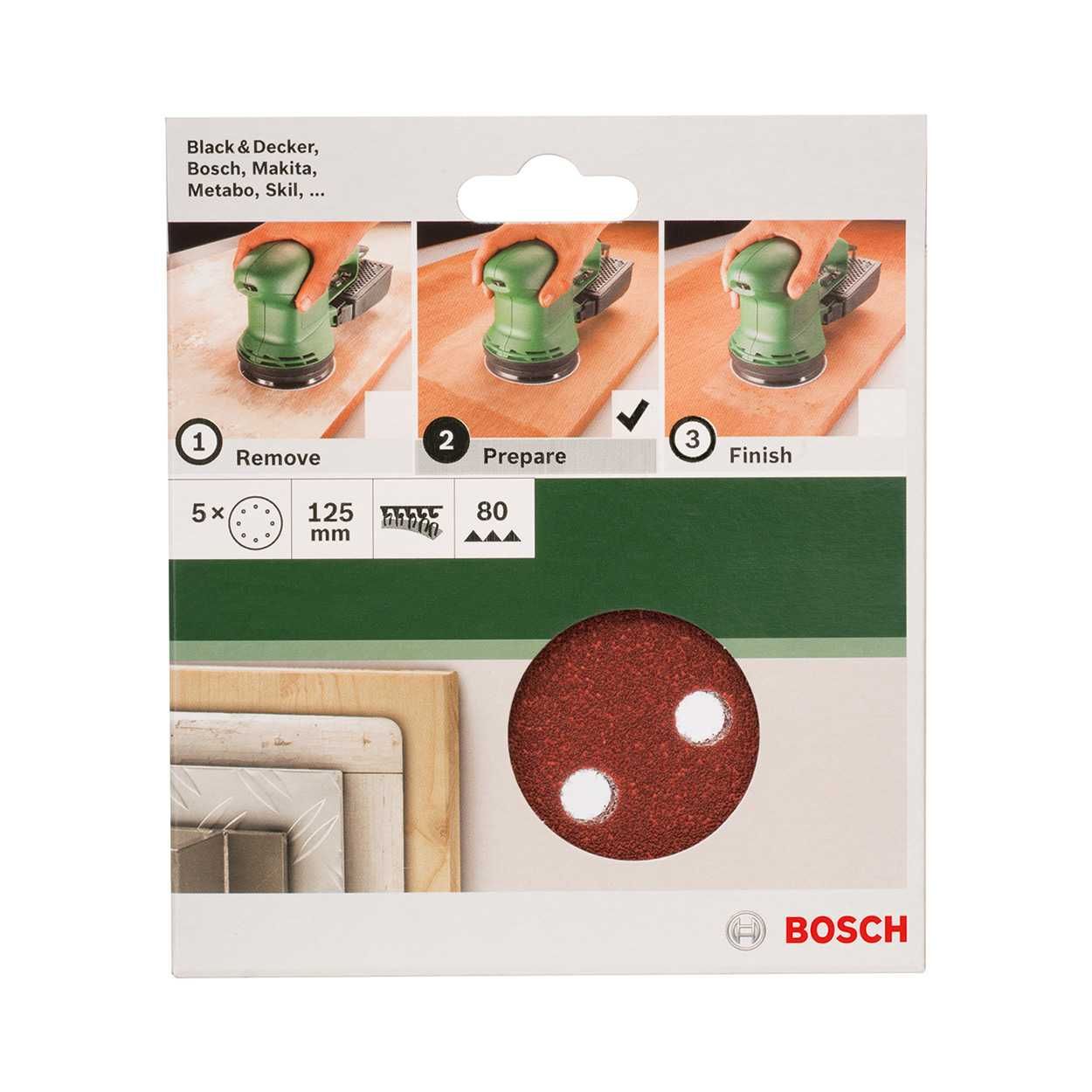 Bosch Random Orbit Sanding Sheet Grit 80 - 5 Pieces