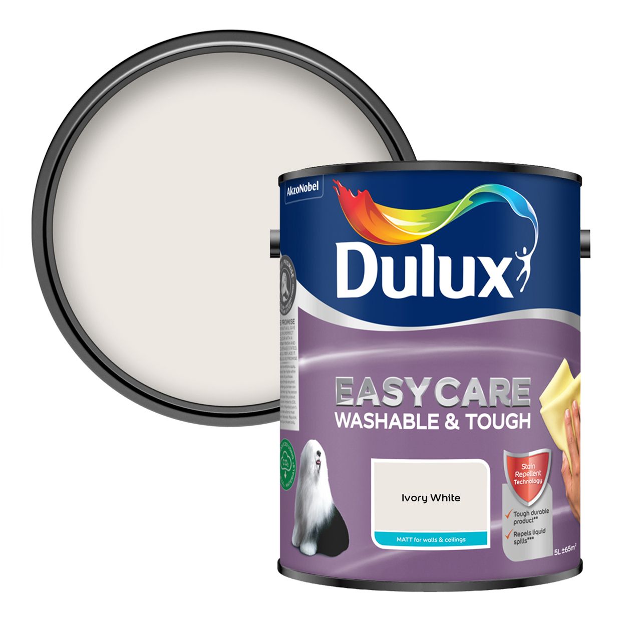 Dulux Easycare Washable & Tough Matt Ivory White 5L
