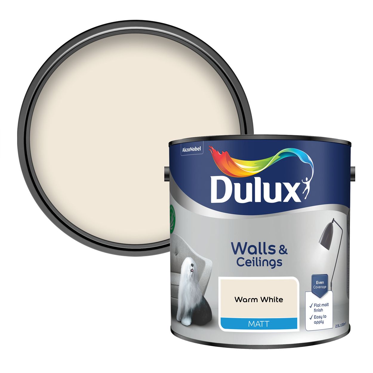 Dulux Walls & Ceilings Matt Warm White 2.5L