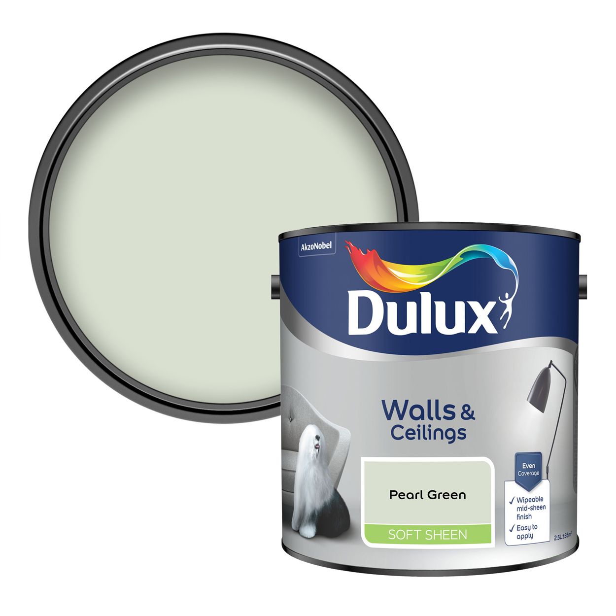 Dulux Walls & Ceilings Soft Sheen Pearl Green 2.5L