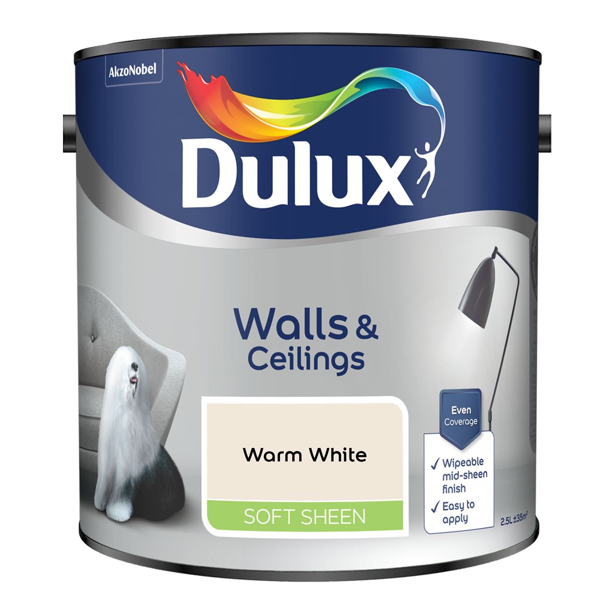 Dulux Walls & Ceilings Soft Sheen Warm White 2.5L