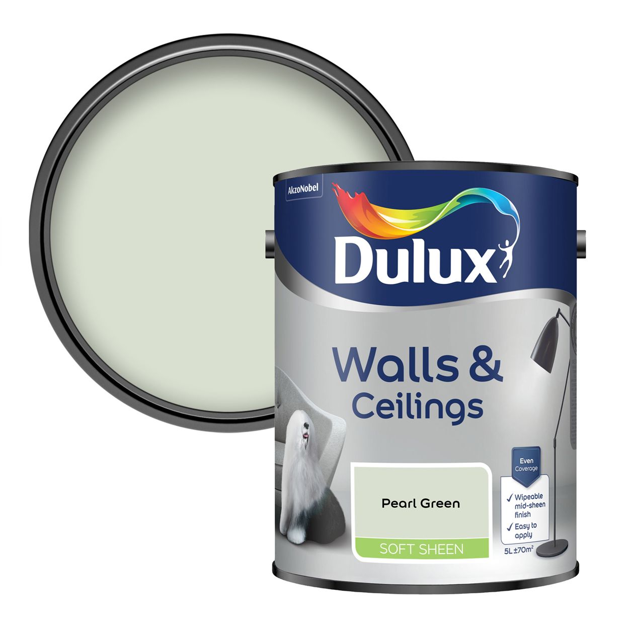 Dulux Walls & Ceilings Soft Sheen Pearl Green 5L