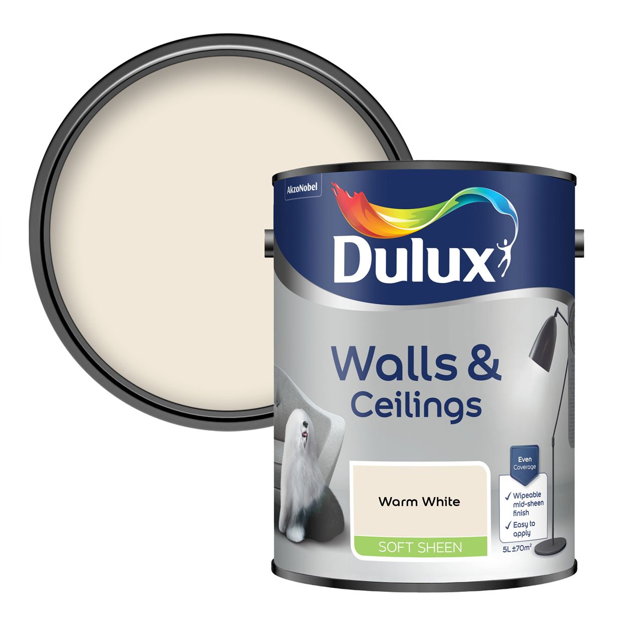 Dulux Walls & Ceilings Soft Sheen Warm White 5L