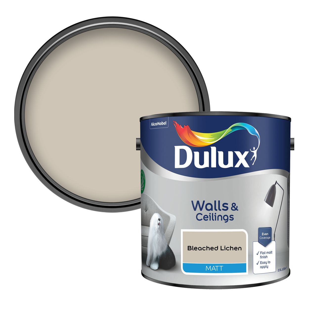 Dulux Walls & Ceilings Matt Bleached Lichen 2.5L