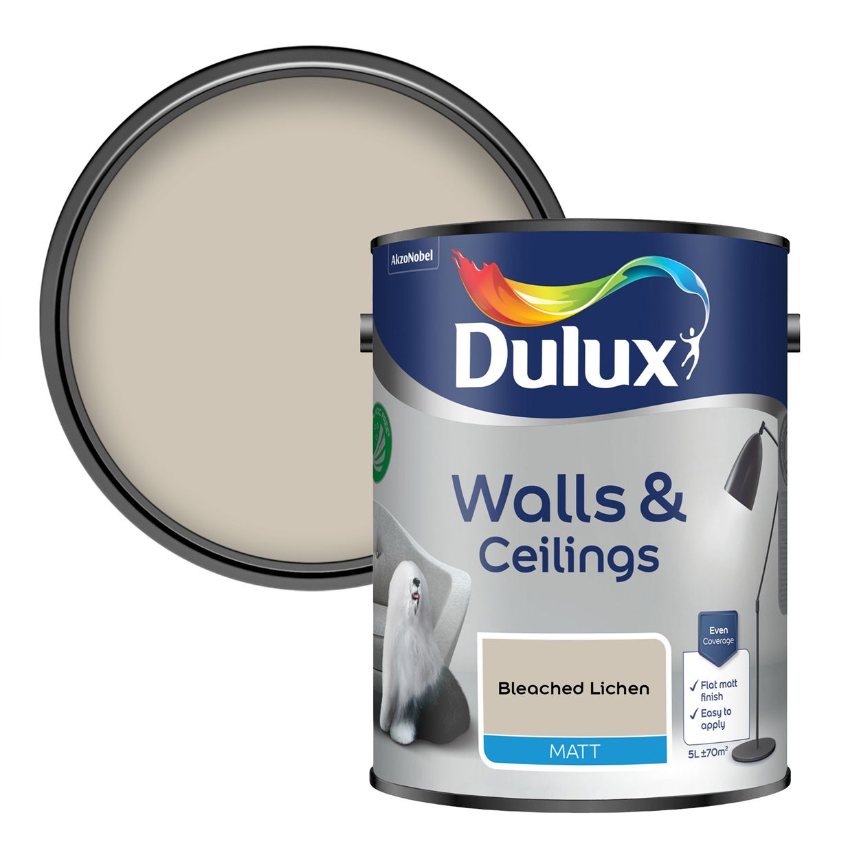 Dulux Walls & Ceilings Matt Bleached Lichen 5L