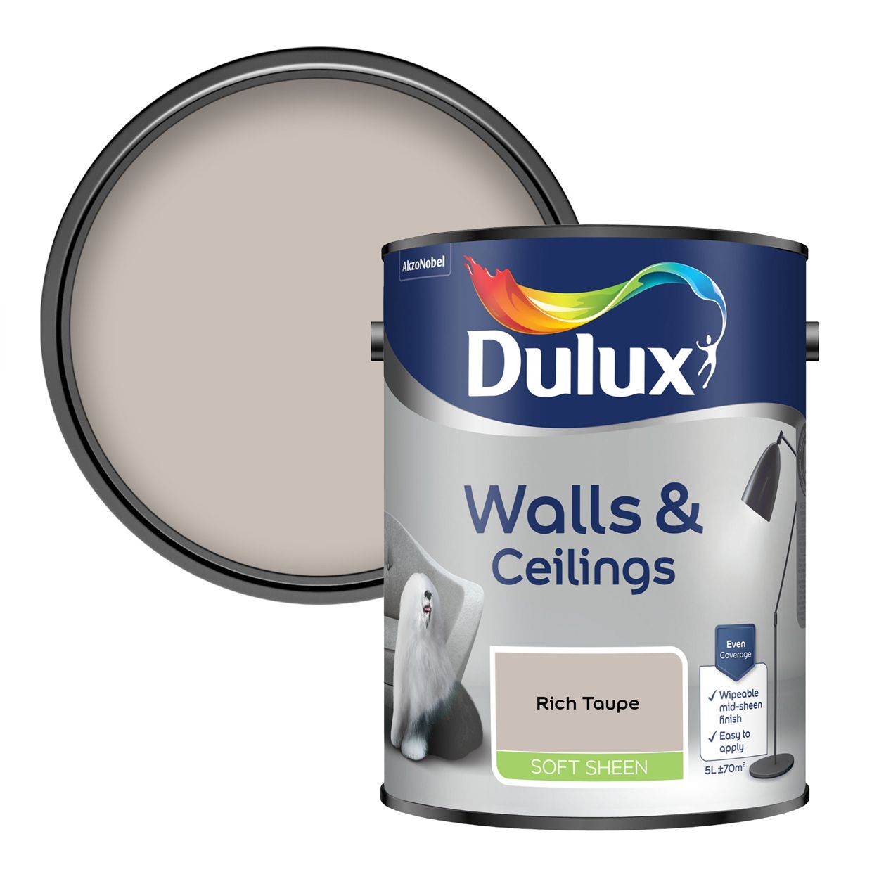 Dulux Walls & Ceilings Soft Sheen Rich Taupe 5L