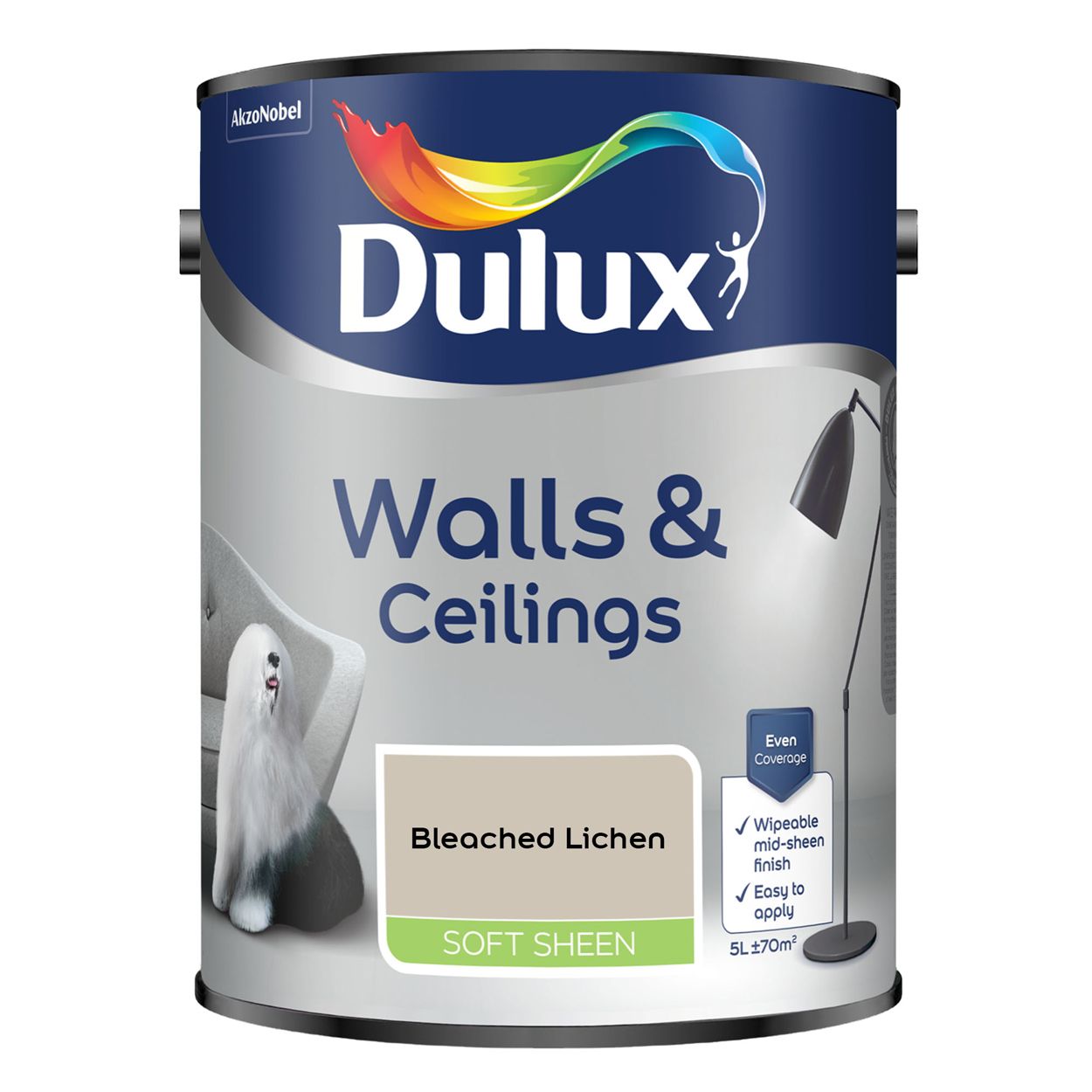 Dulux Walls & Ceilings Soft Sheen Bleached Lichen 5L