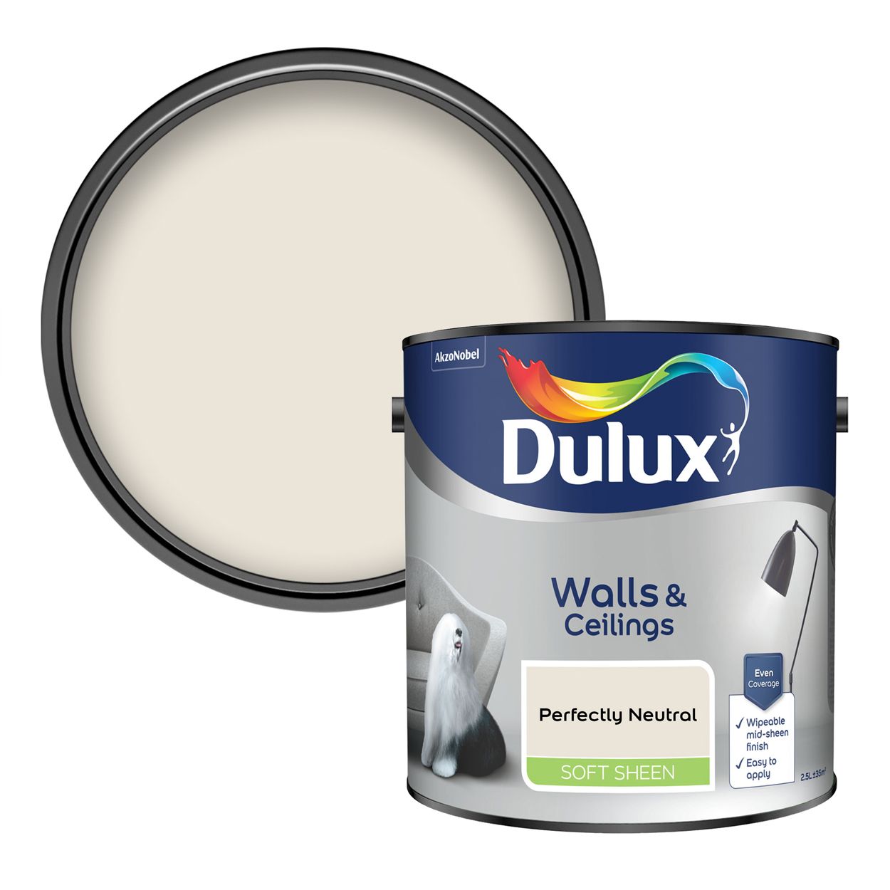 Dulux Walls & Ceilings Soft Sheen Perfectly Neutral 2.5L
