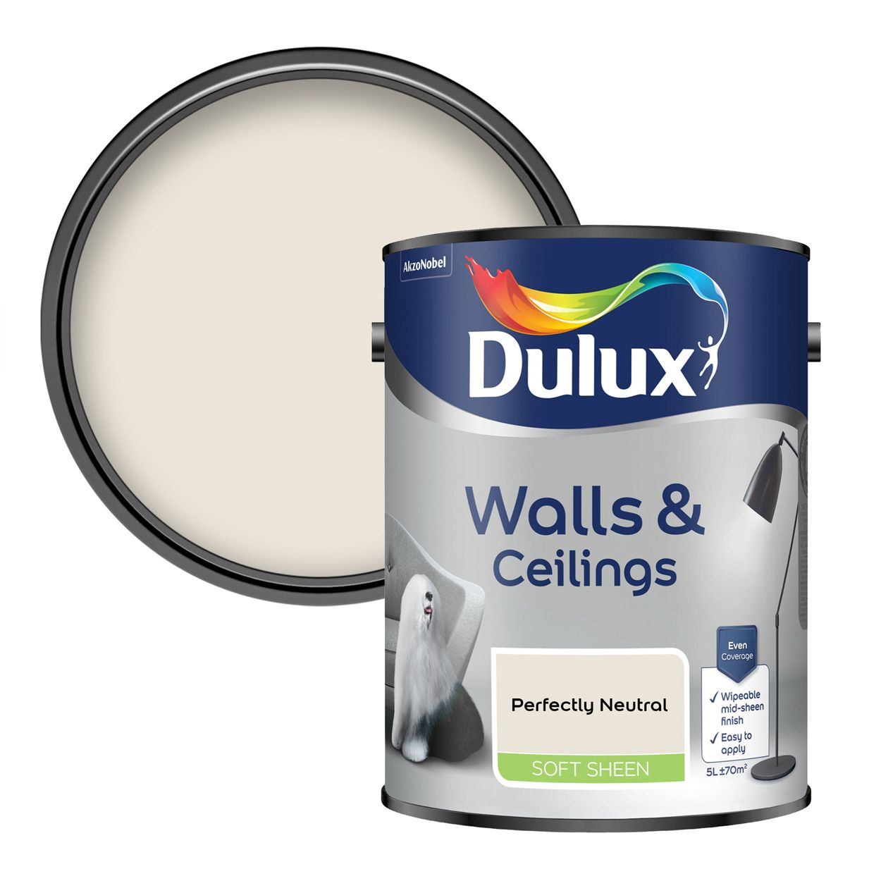Dulux Walls & Ceilings Soft Sheen Perfectly Neutral 5L