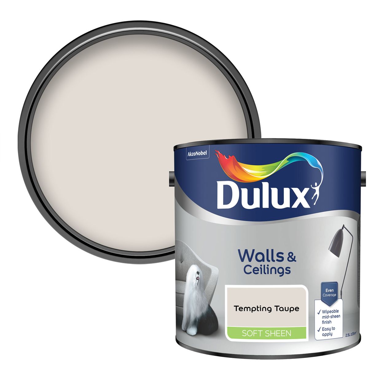 Dulux Walls & Ceilings Soft Sheen Tempting Taupe 2.5L