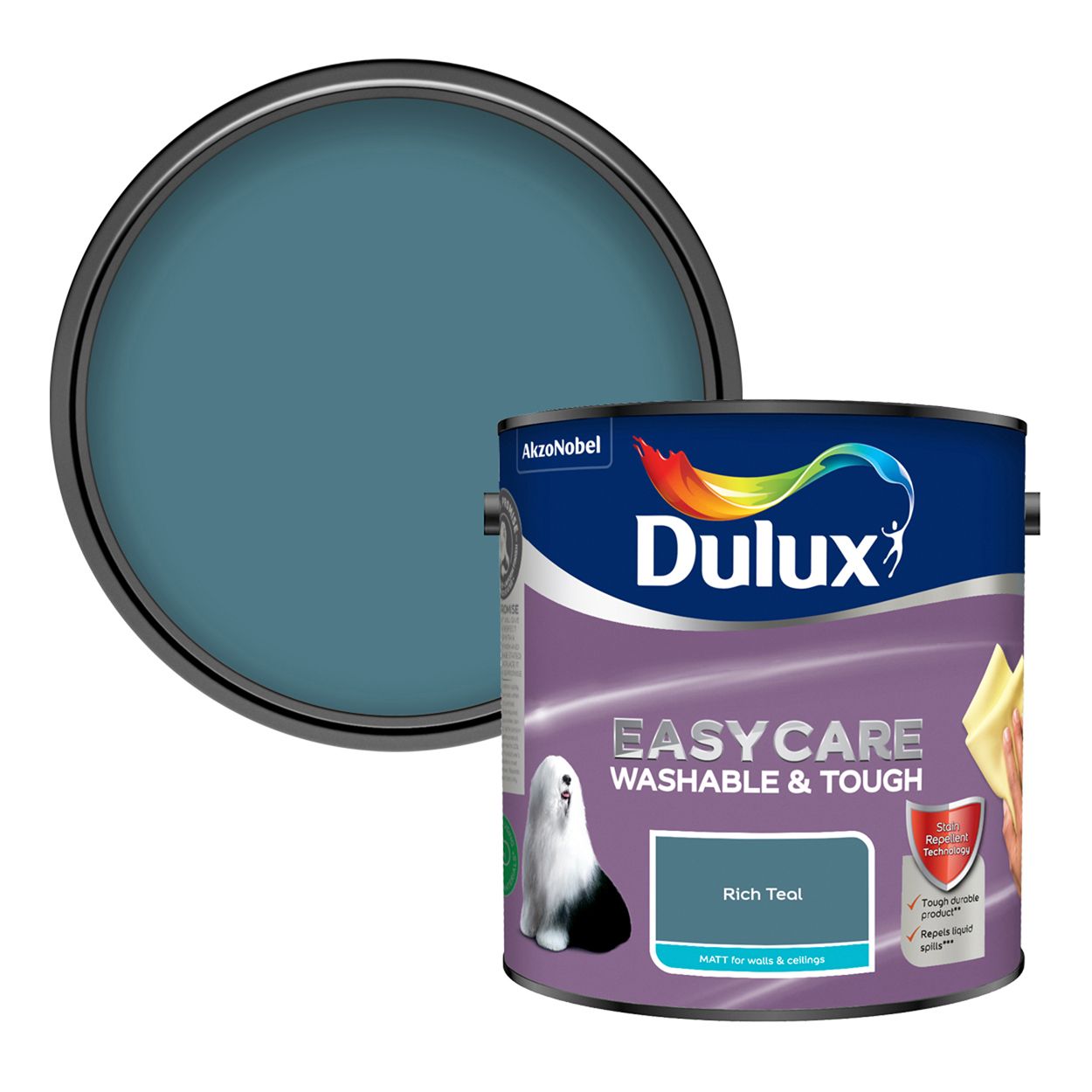 Dulux Easycare Washable & Tough Matt Rich Teal 2.5L