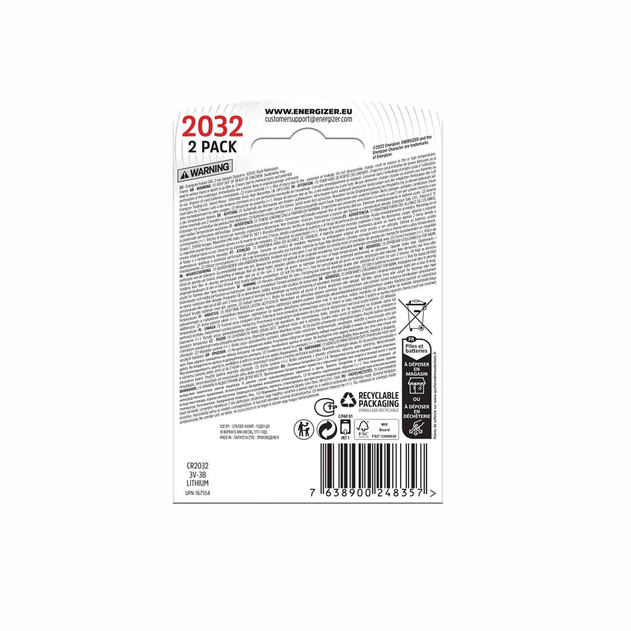 Energizer CR2032 Coin Lithium Battery - 2 Pack