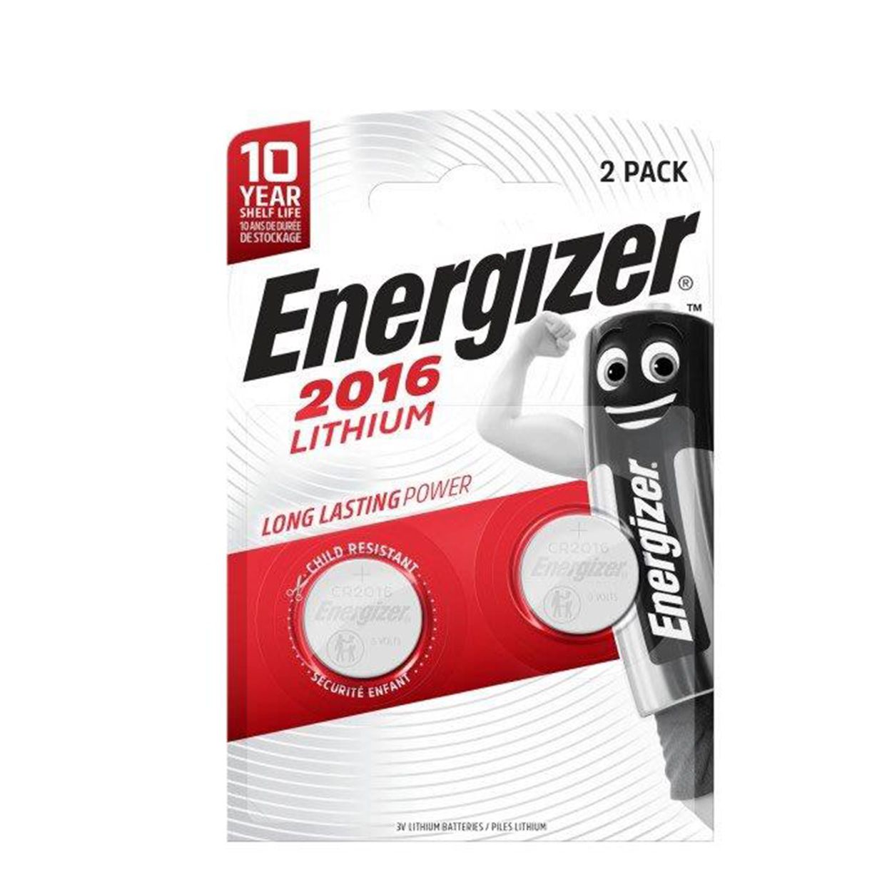 Energizer CR2016 Coin Lithium Battery - 2 Pack