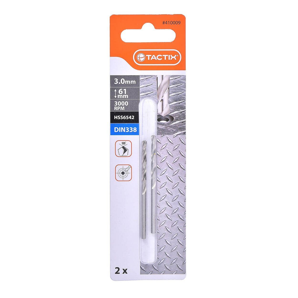 Tactix Hss Twist Drill 3Mm 2Pc