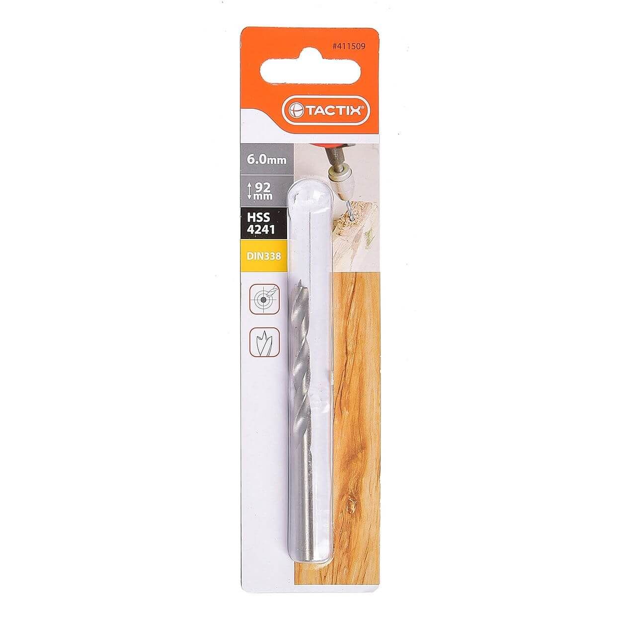 Tactix Hss Brad Point Wood Drill 6Mm