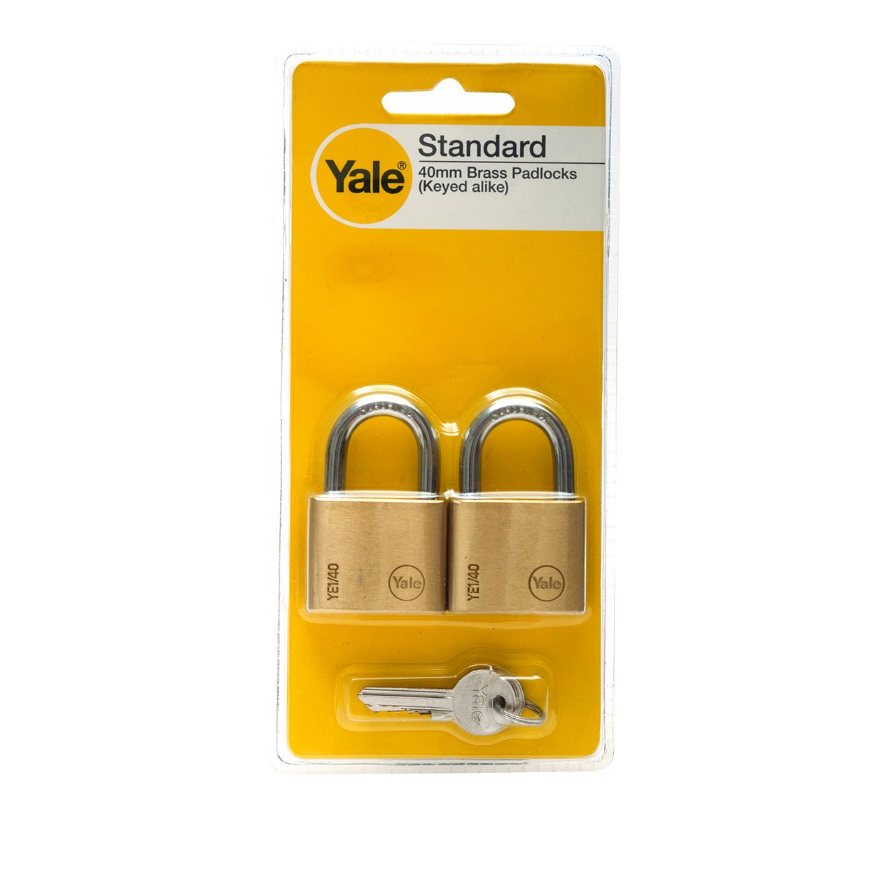 Yale 40mm Brass Padlock pack of 2