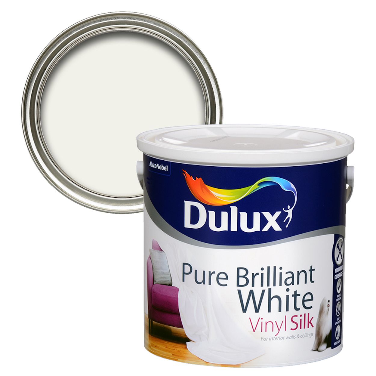 Dulux Vinyl Silk Pure Brilliant White 2.5L