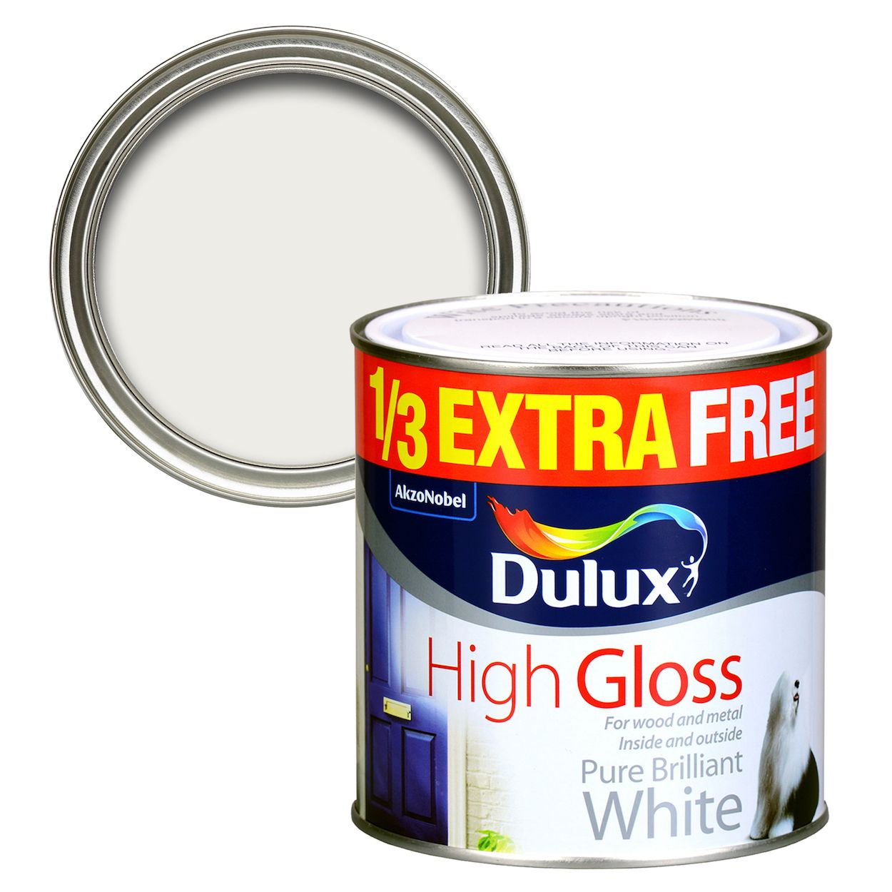 Dulux High Gloss Pure Brilliant White 750ml + 33% Free