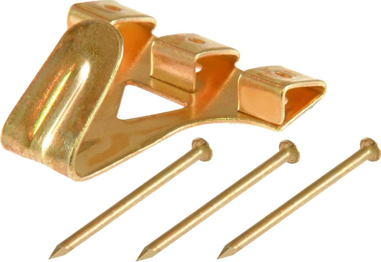 Picture Hook Brass Plated 4/3 Holes 35X31