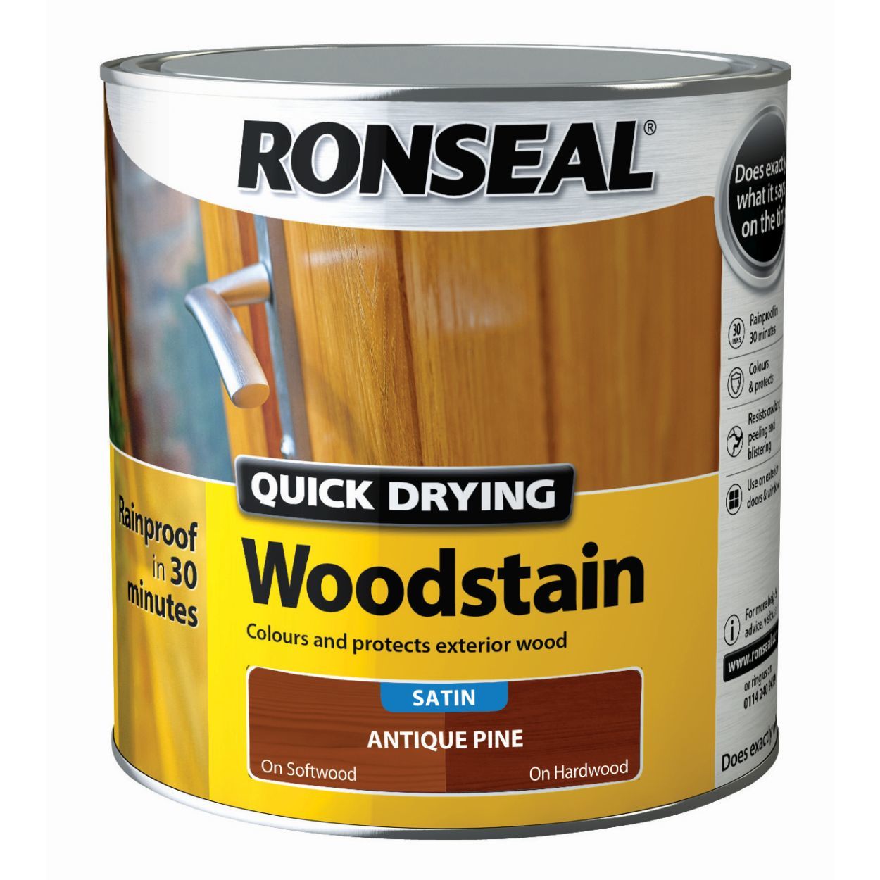 Ronseal 2.5 Litre Quick Drying Woodstain Satin Antique Pine