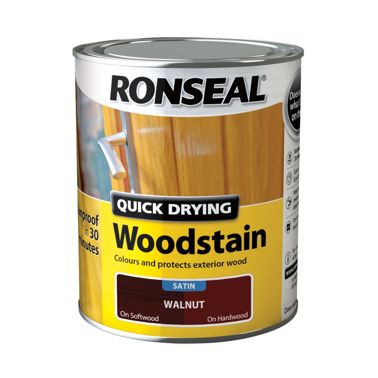 750ml Ronseal Quick Drying Woodstain Satin Walnut