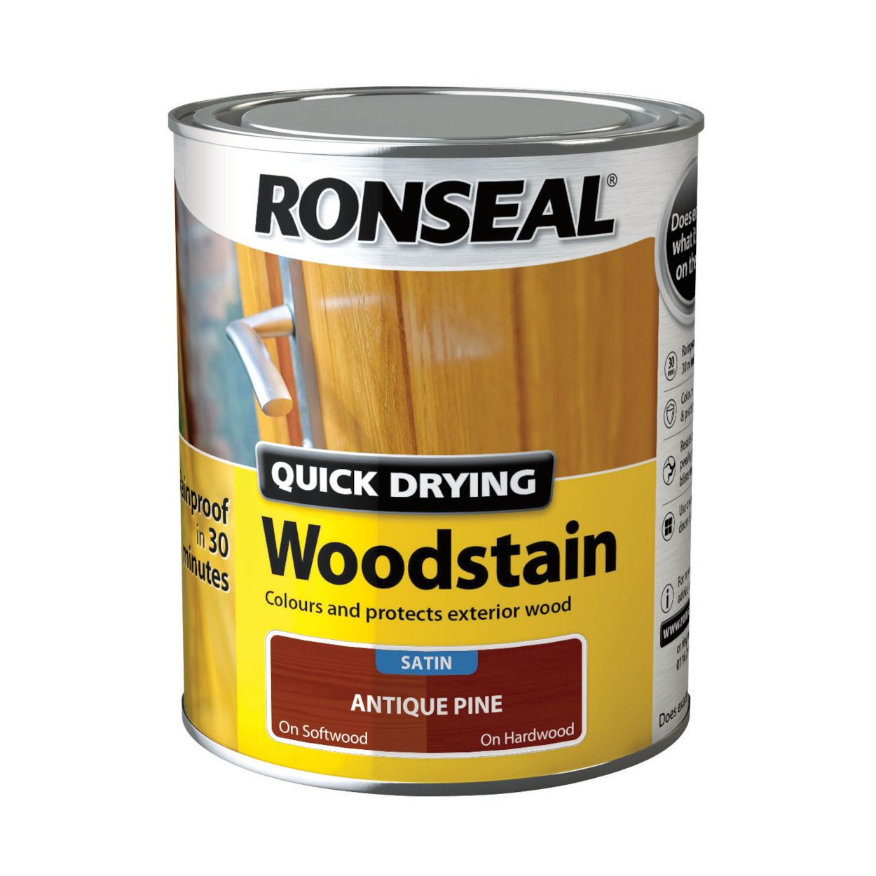 750ml Ronseal Quick Drying Woodstain Satin Antique Pine