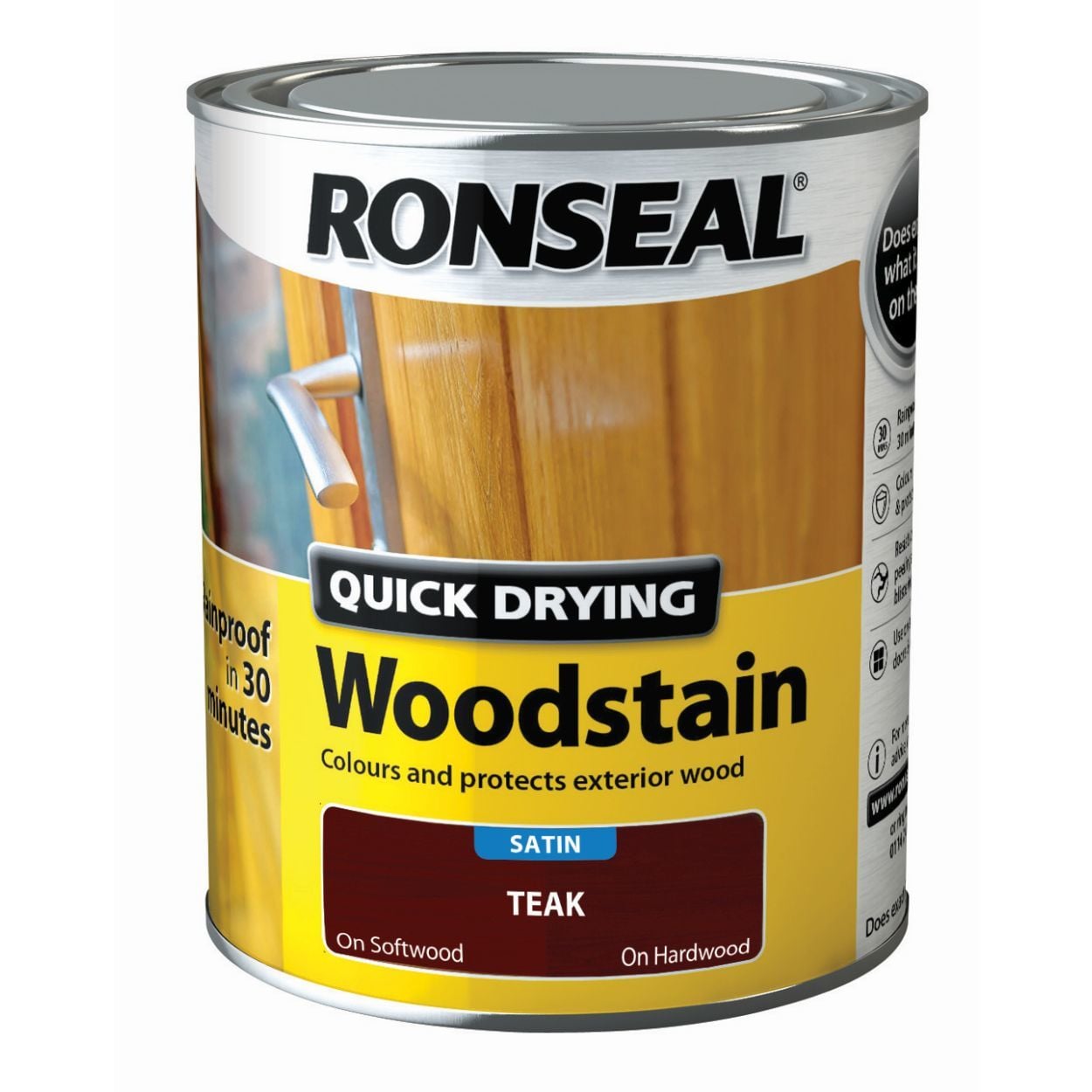 Ronseal 750ml Quick Drying Woodstain Satin Teak