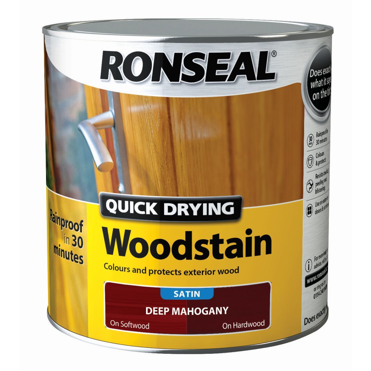 Ronseal 2.5 Litre Quick Drying Woodstain Satin Deep Mahogany
