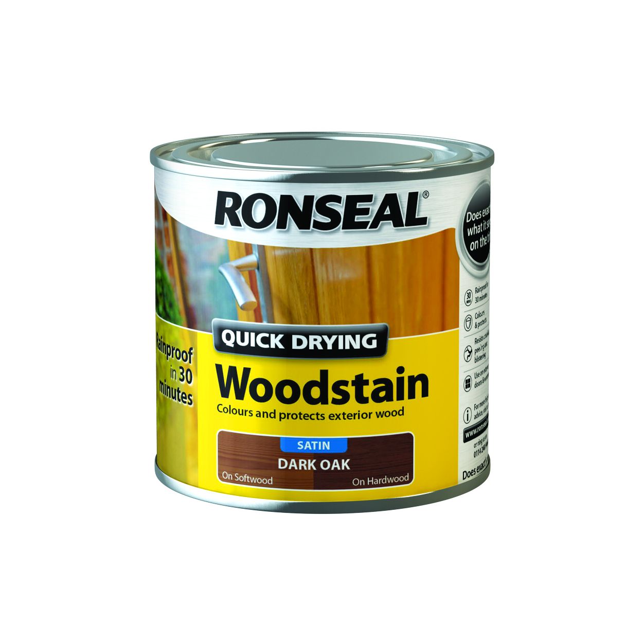 Ronseal 250ml Quick Drying Woodstain Satin Dark Oak