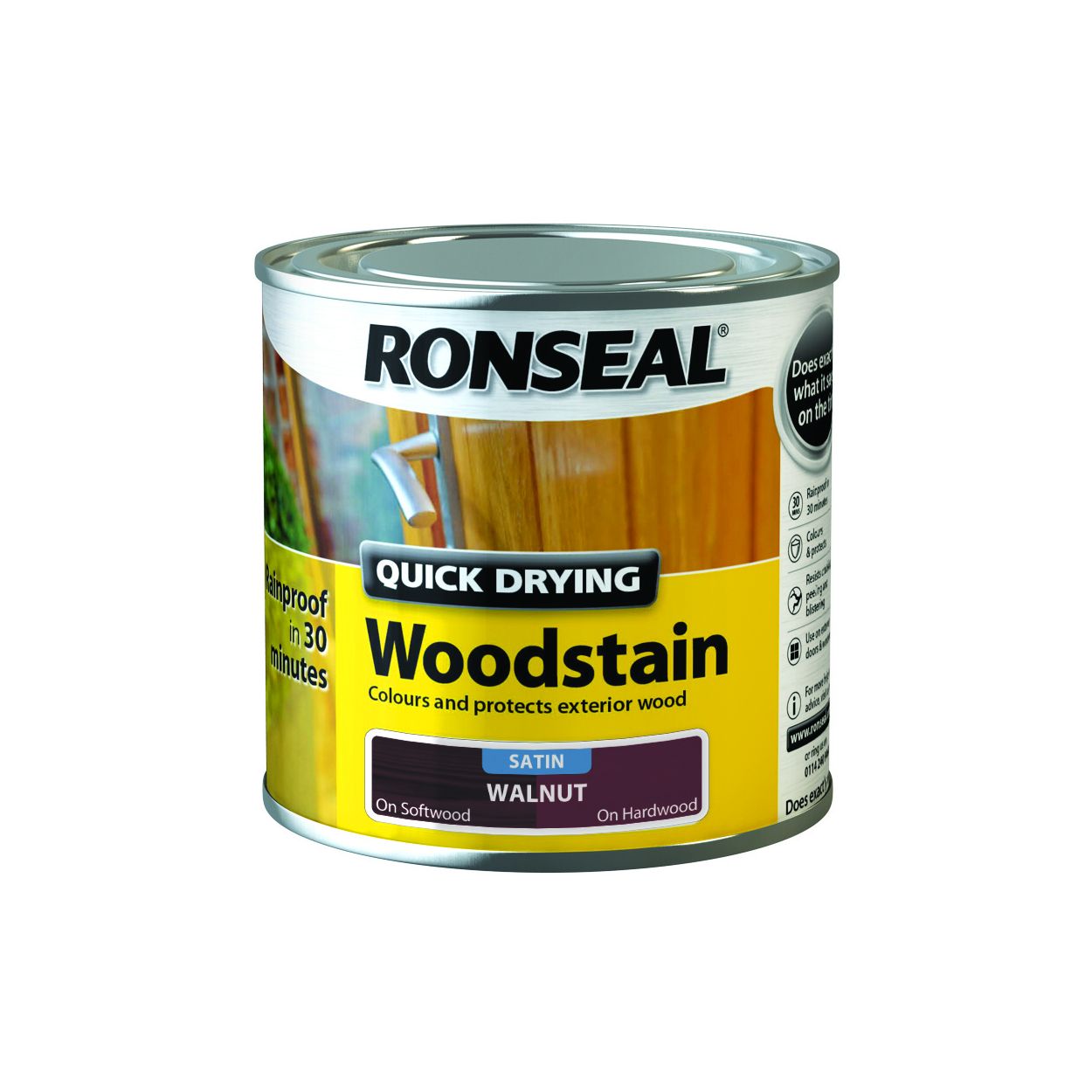 Ronseal 250ml Quick Drying Woodstain Satin Walnut