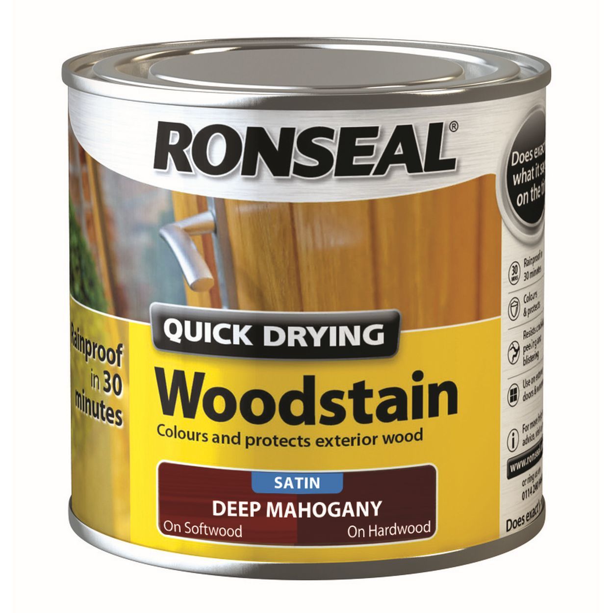 Ronseal 250ml Quick Drying Woodstain Deep Mahogany