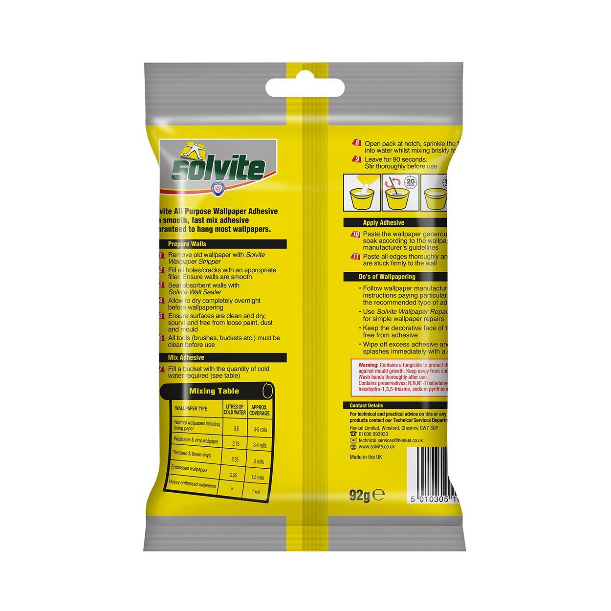 Solvite All Purpose Extra Strong Wallpaper Paste 5 Roll Sachet