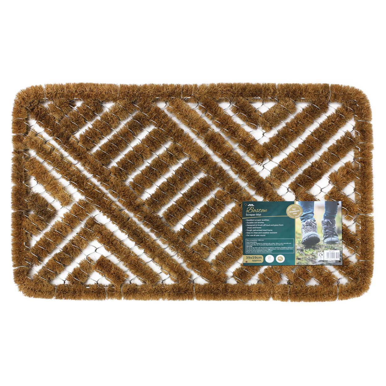 JVL Boston Brush Scraper Doormat 39x59cm
