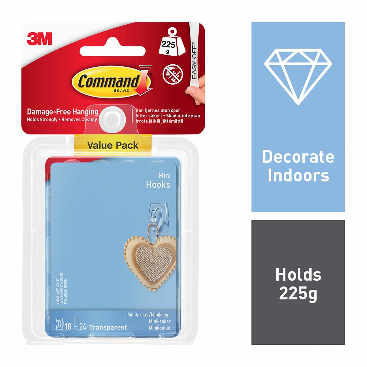 Command Mini Clear Hooks with Clear Strips